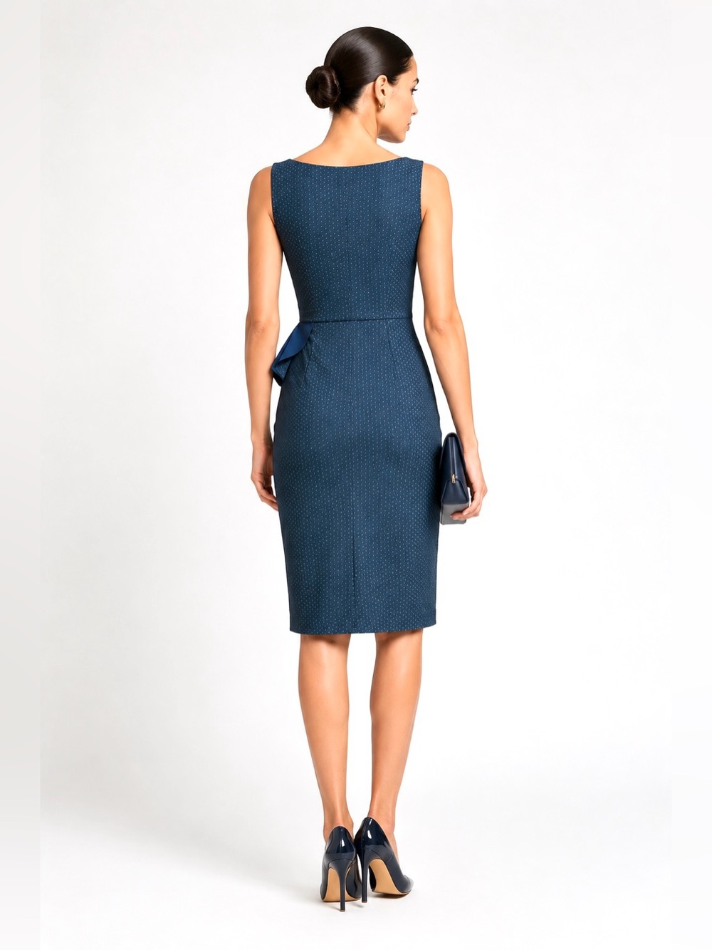NWT Chiara Boni Dotted Ruffle Sheath Dress US 4; IT 40 - Picture 5 of 11
